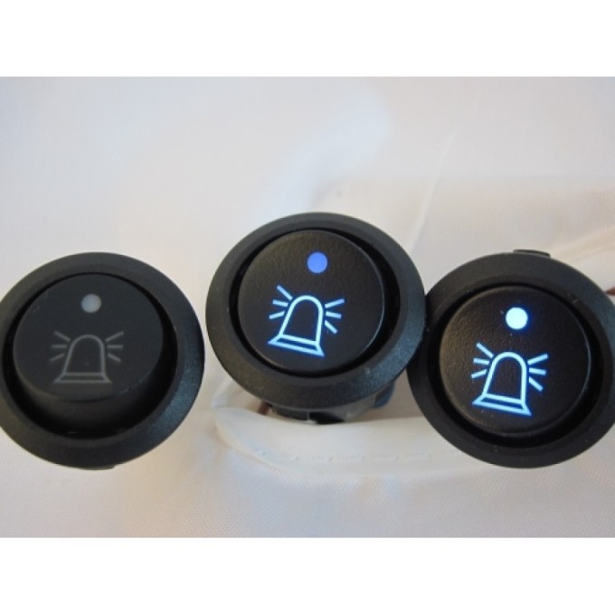 Comutator rotund Pornit/Oprit 12V cu dubla iluminare - Indicator flash LED si indicator functionare 